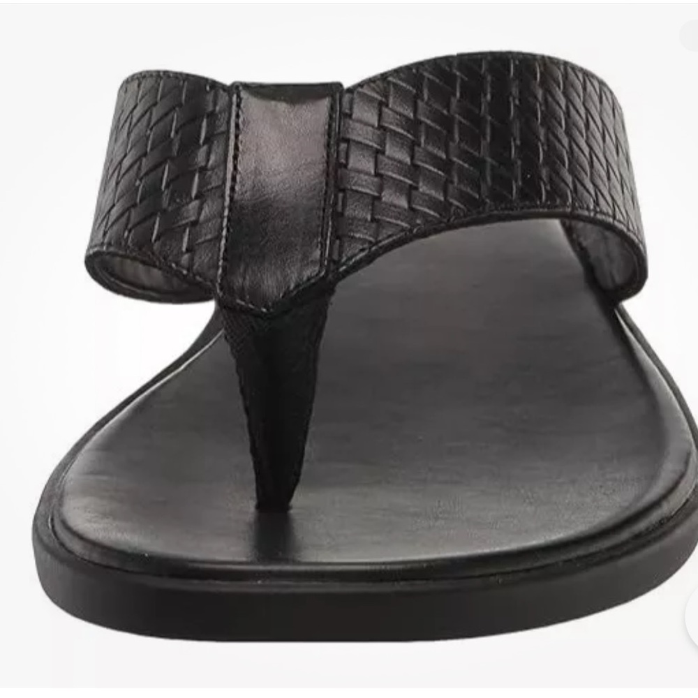 Vince Camuto Men’s Black Waylyn Woven Leather Upper Flip Flop Sandal NEW NIB - Picture 7 of 9